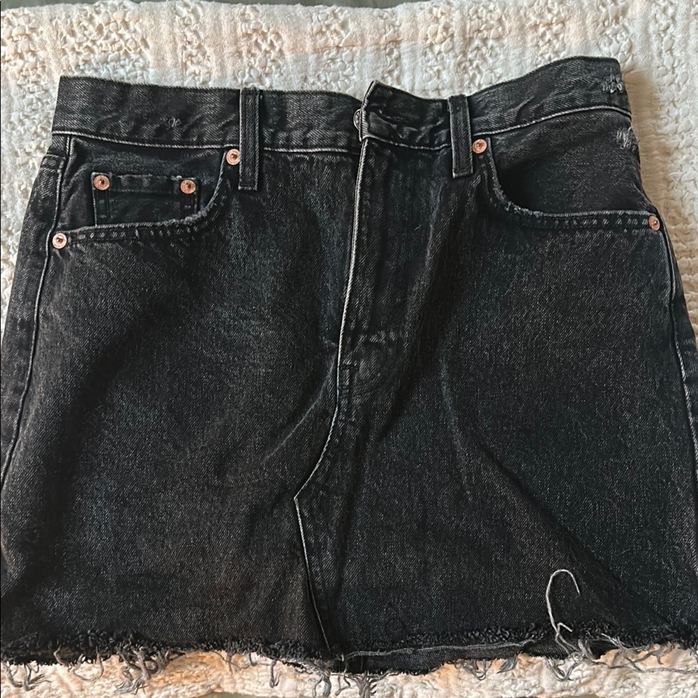 Mango Charcoal Denim Skirt